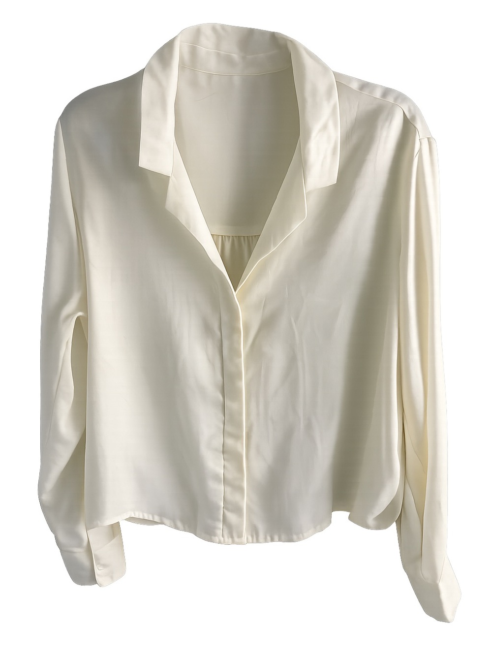 Dynamite Cream Satin Look Button Down Shirt Size L